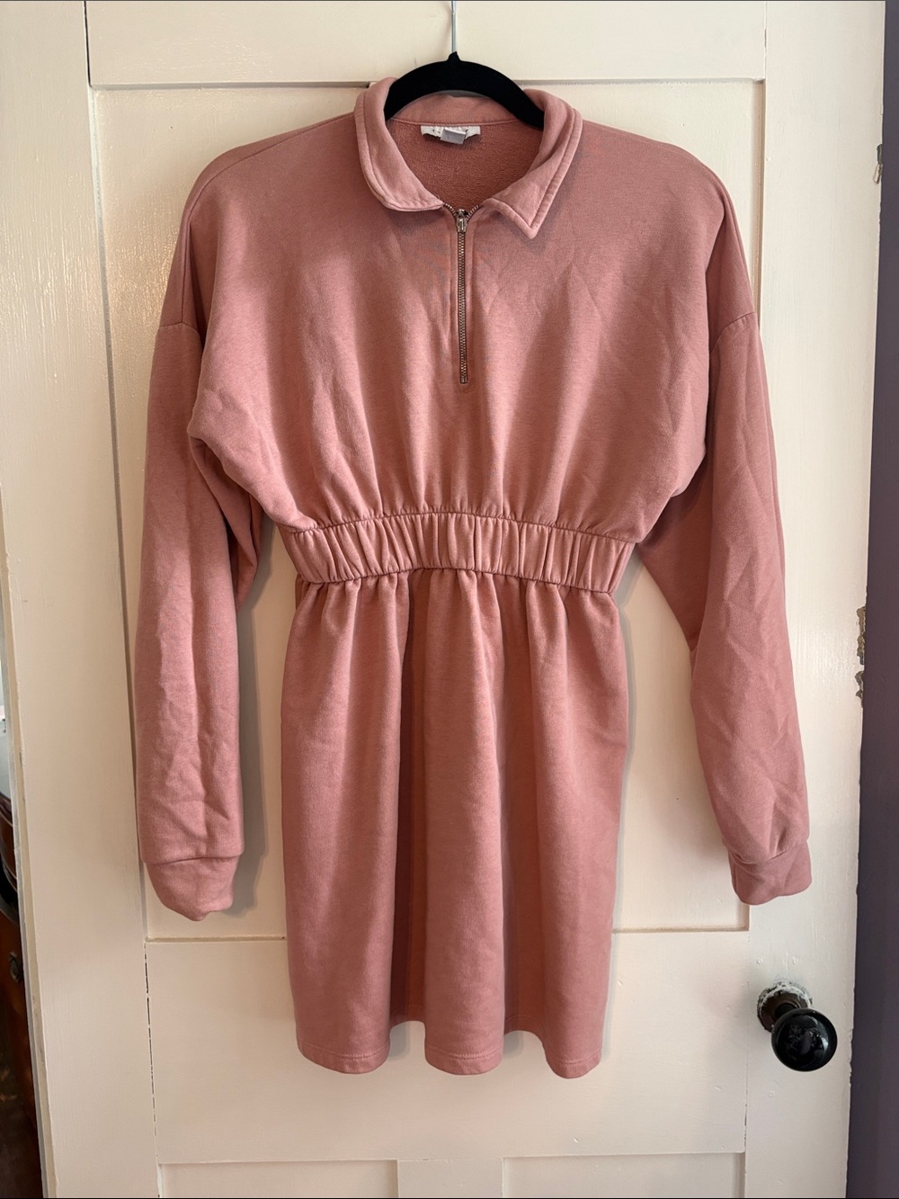 Topshop Rose Pink Sweatshirt Mini Dress with Collar